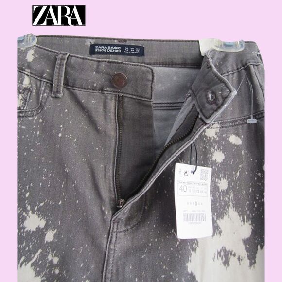 Zara NEW Y2K Paint Splatter High Rise Denim Skinny Legging Jean 8 - Picture 6 of 12
